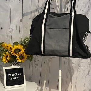 Vera Bradley Fanfare Colorblock Black Yellow Gray White Floral Tote Preowned